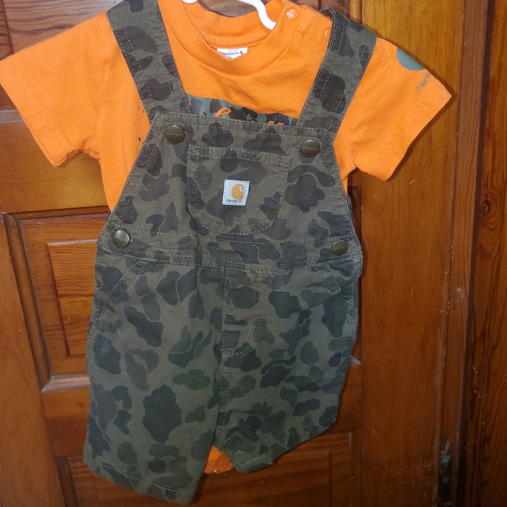 Carhartt Toddler Boys Bib shorts/shirt 12mo Like New